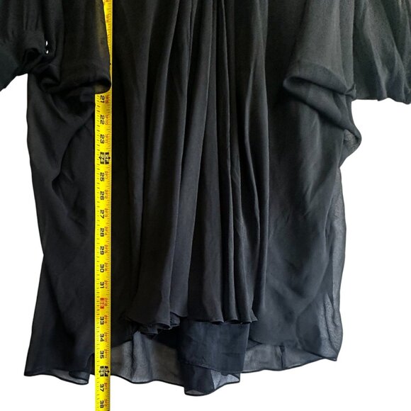 DVF Diane von Furstenberg V-Neck Fleurette Silk Chiffon Mini Dress Black Size 4 - Picture 10 of 14